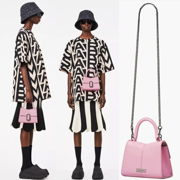 NEW Marc Jacobs The St Marc Mini Top Handle Satchel Barbiecore Leather Purse - Picture 1 of 8